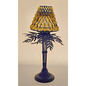 Candle Holder-Palm Tree-Tea Light-Beaded Shade-Table Stand-Unique-Tropical